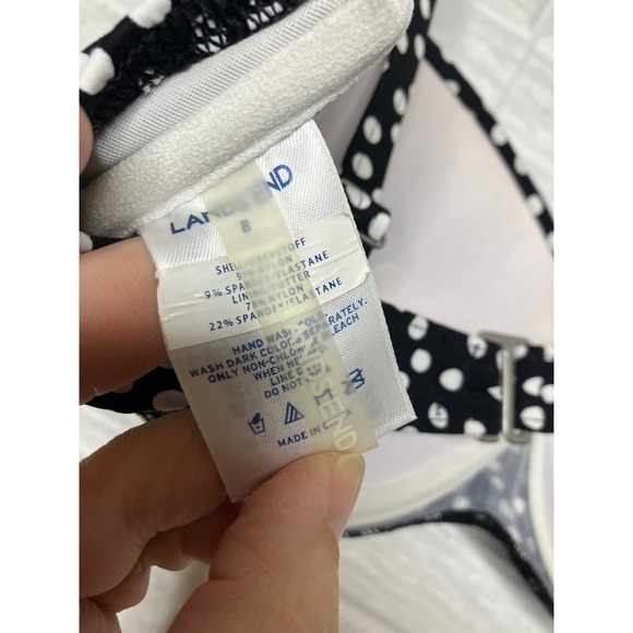 Lands End navy blue & white polka dot high waist bikini women's size 8 summer - Picture 5 of 9